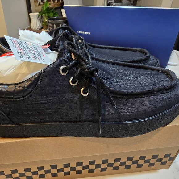 Vans Forager Low Cut Black Denim Black V3780 Men's Size 10 LOAFER BOAT SHOE NEW - Picture 1 of 13